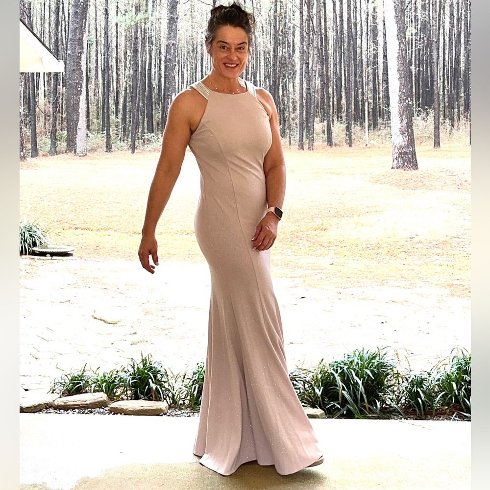 Floor length mermaid style formal gown